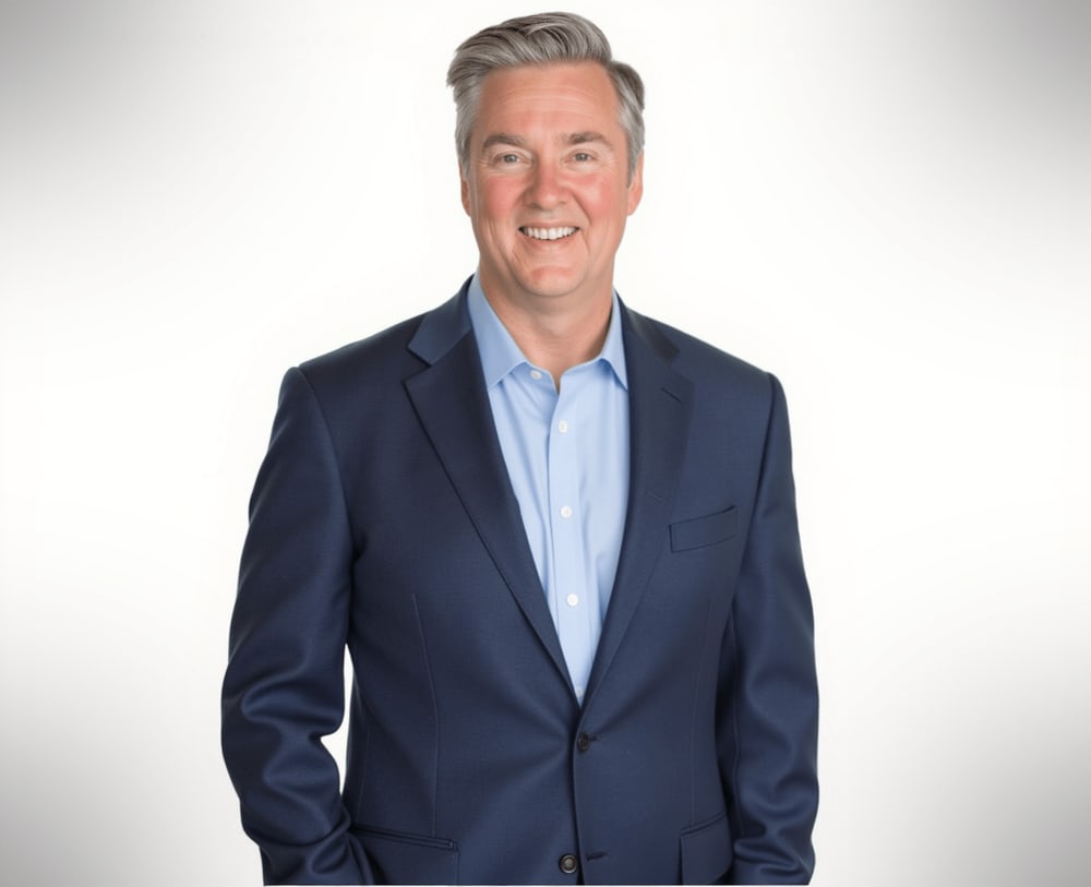 Bruce Scheer in a navy suit against a light background.