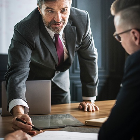 Two people having a business discussion